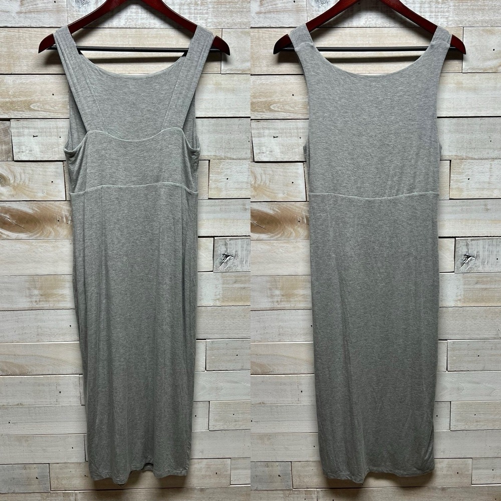 Athleta Dress Womens Gray Sleeveless V Neck Santorini Midi Athleisure Stretch‎